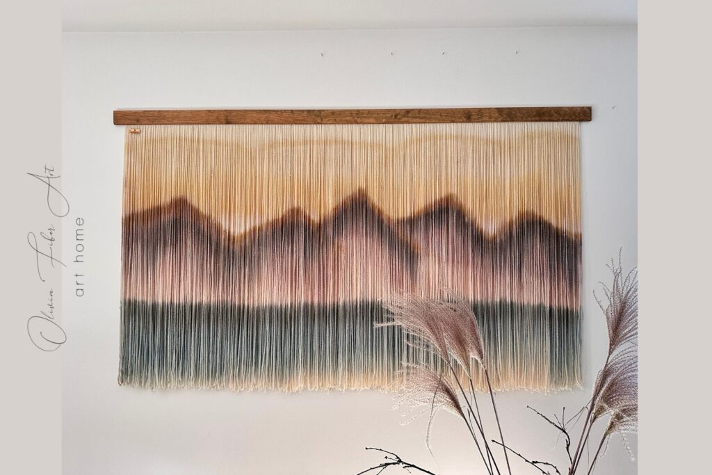 Extra Large Macrame Wall Hanging Large Mountain Wall Art Painting Mountain Landscape Dip Dyed, Tapestry Wall Hanging, Fiber Yarn Art