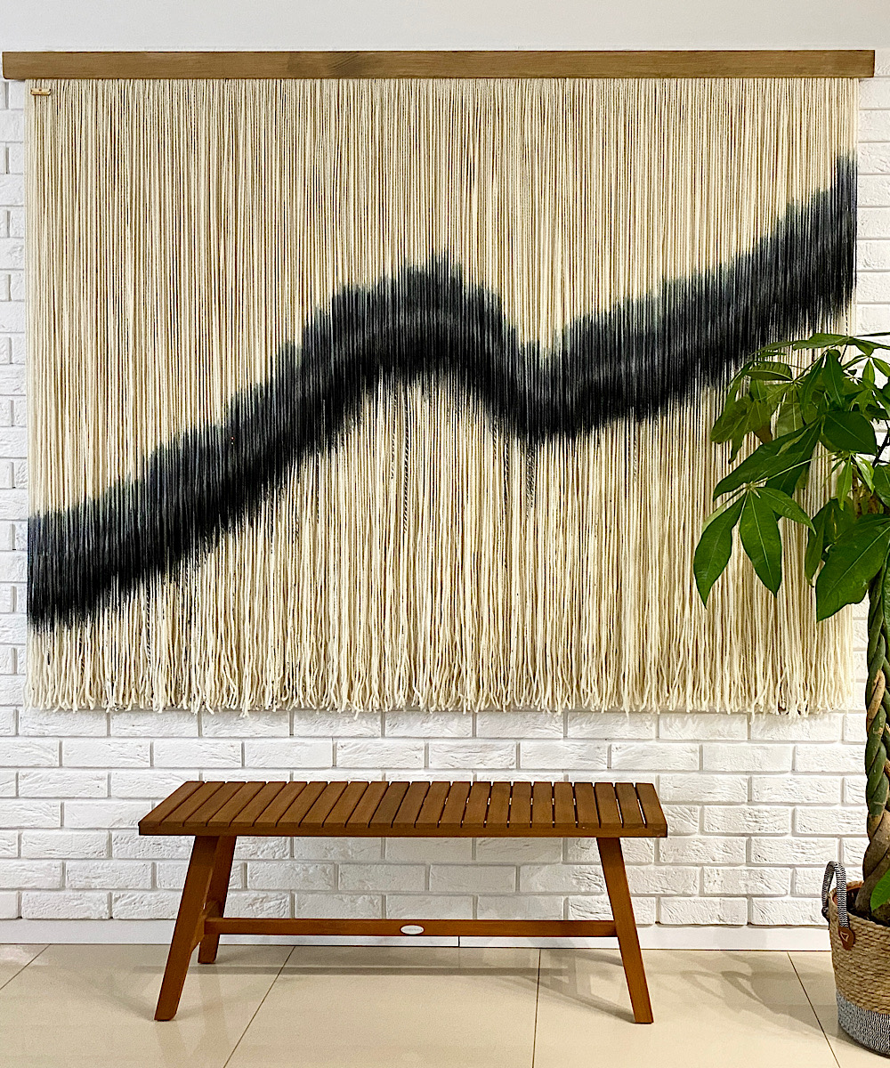 long tapestry wall hanging, oliviafiberart, living room wall decor, office wall decor, abstract wall art, dip dye macrame wall art, dip dye tapestry