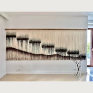 Extra large boho decor dip dyed yarn wall hanging textile wall art, wool ornament, wool tapestry, wool textile art, tapestry wall hanging