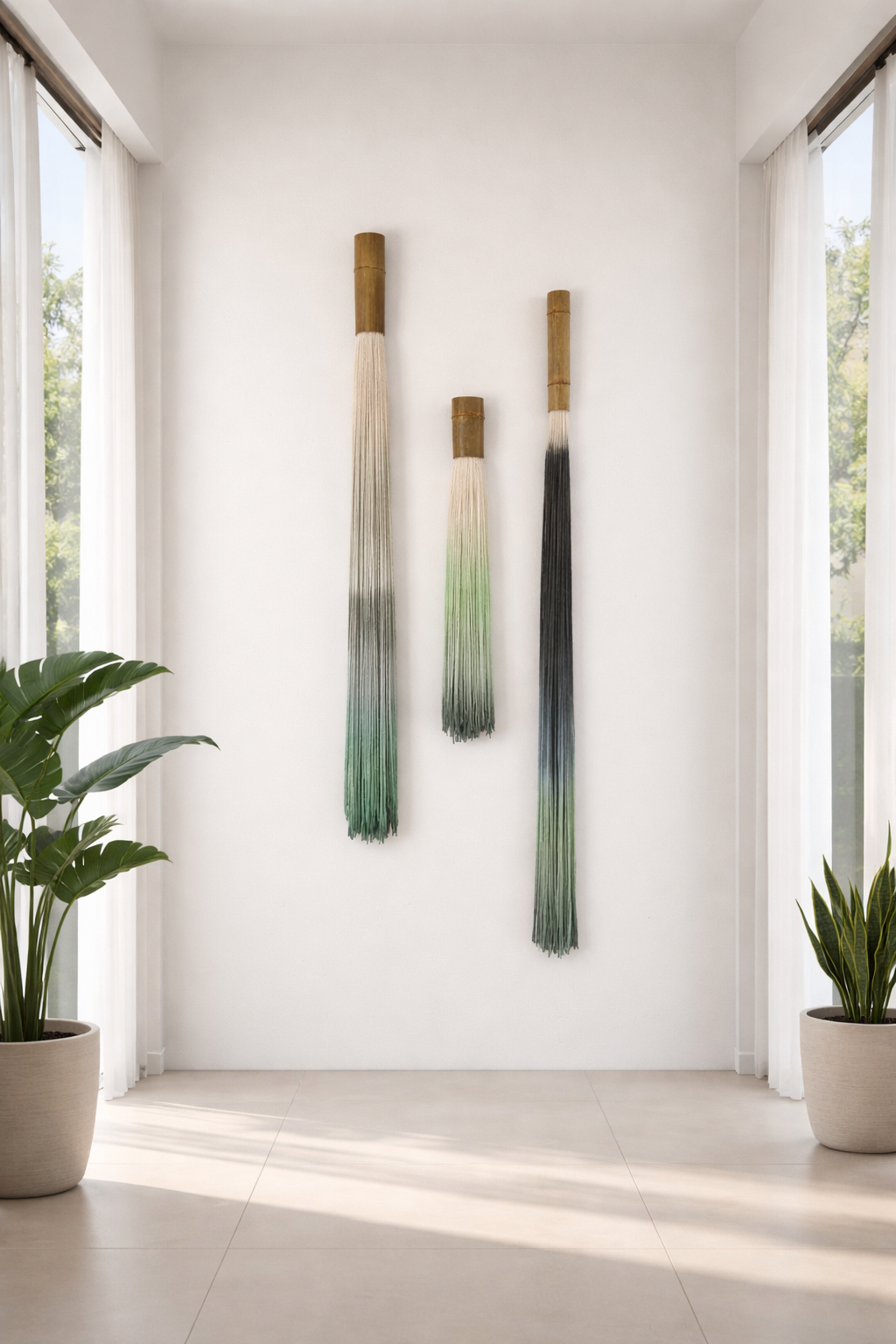 Large Fiber Art Wall Hanging Set of 3