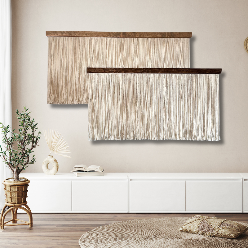 modern wool fiber art wall hanging