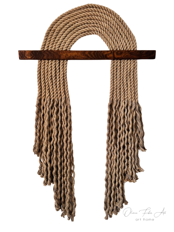 100% natural rope, hemp. Sanded and sealed panels This wall decor is made of 100% natural rope on sanded and sealed panels. This would be stunning as a focal point in your room.