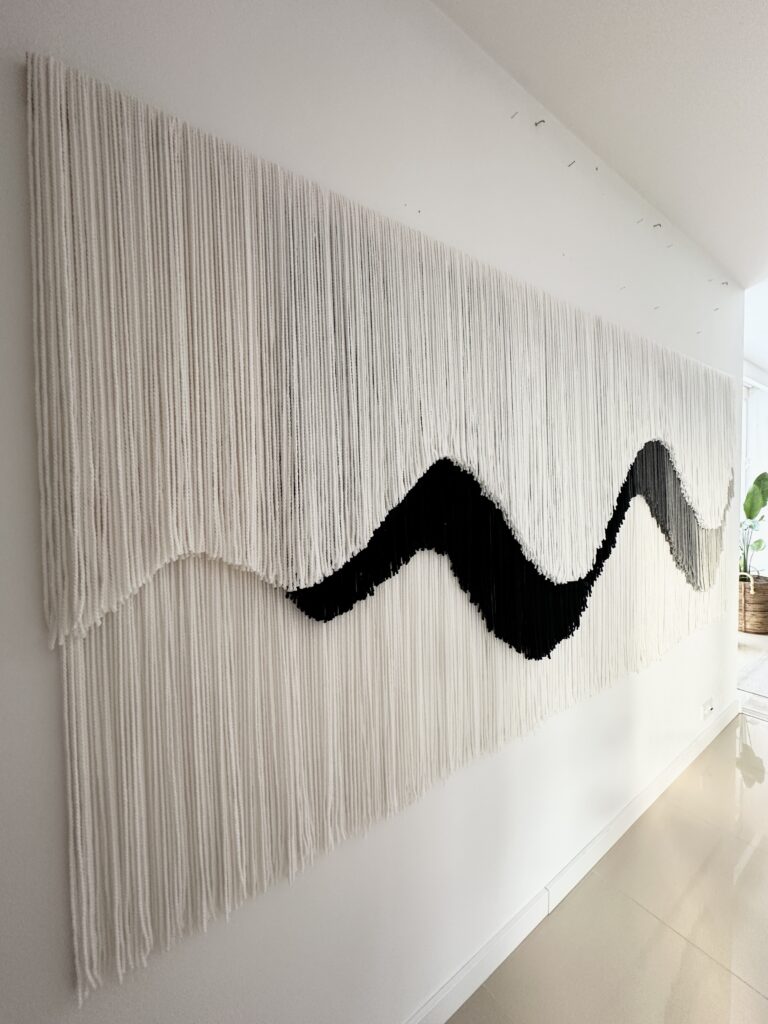 Textile fiber art installation for contemporary space