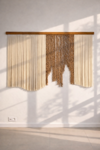 Large neutral wall hanging, alpaca and jute fiber wall art, minimalist modern wall decor, handmade textured wall art for living room.